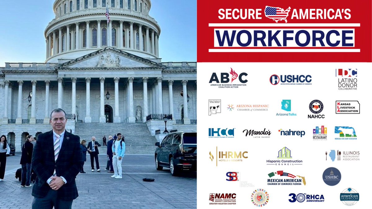 Hi ✈️ Washington D.C.! 🏛️Friends I'm joining <a href="/AmericanBIC/">American Business Immigration Coalition (ABIC)</a> and hundreds of business leaders on Capitol Hill to meet with Congress.
With 1.7M jobs unfilled, we’re calling to #SecureAmericasWorkforce and seize this moment to reform America’s immigration system
<a href="/ManolosBakery/">Manolo's Bakery</a> 🇺🇸💪