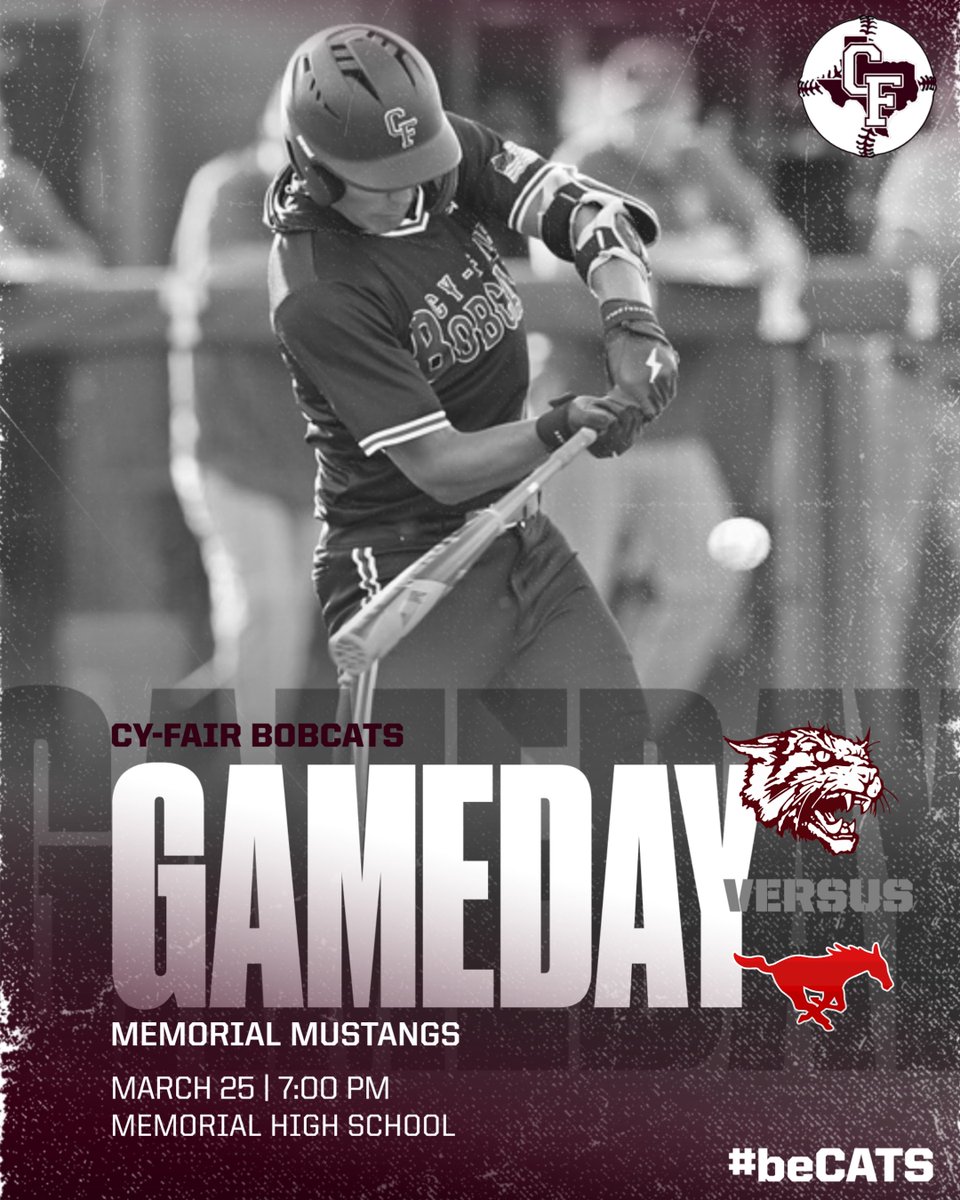 ⚡️DISTRICT GAME #5⚡️

🆚 Memorial Mustangs
🏟️ Memorial HS
🕖 7pm

#beCATS | #BFND | 🐾⚾️
