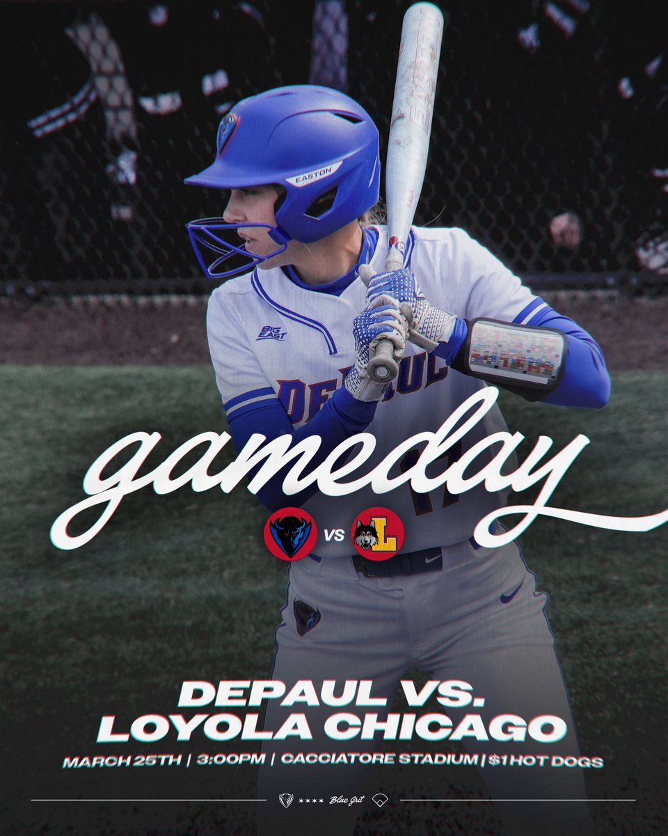 Renewing our rivalry with the Ramblers!

🆚 Loyola Chicago
🕛 3 p.m.
🏟️ Cacciatore Stadium
📺ow.ly/NeZo50VnEO7
📊 ow.ly/OYFS50VnEO8
🌭 $1 hot dogs at concessions!

#BlueGrit🔵😈