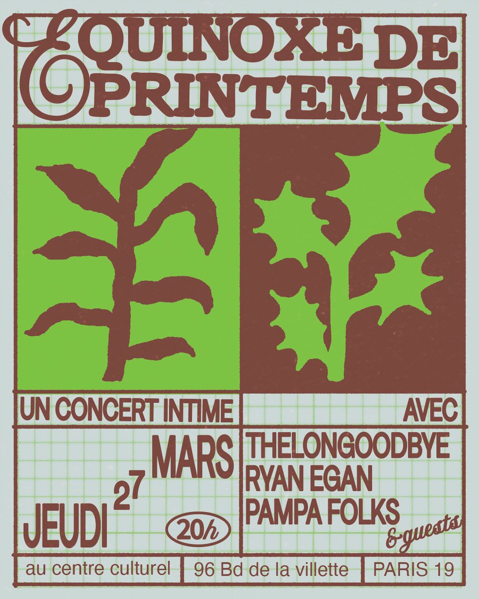 jeudi soir
96 bd de la villette, Paris 19
music at 20h