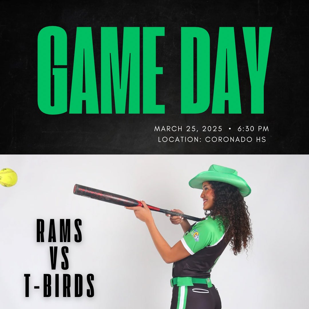 Spring break is officially over and our RAMS are ready to kick it back into gear! Catch them back in action 🎬 tonight! 

🗓 Tuesday, March 25th 
🆚️ Coronado T-Birds
📍Coronado HS
🕡 6:30 PM

#ChampionshipMindset #HornsUp🤘🏽#GoRams 🐏 #TheLastDance