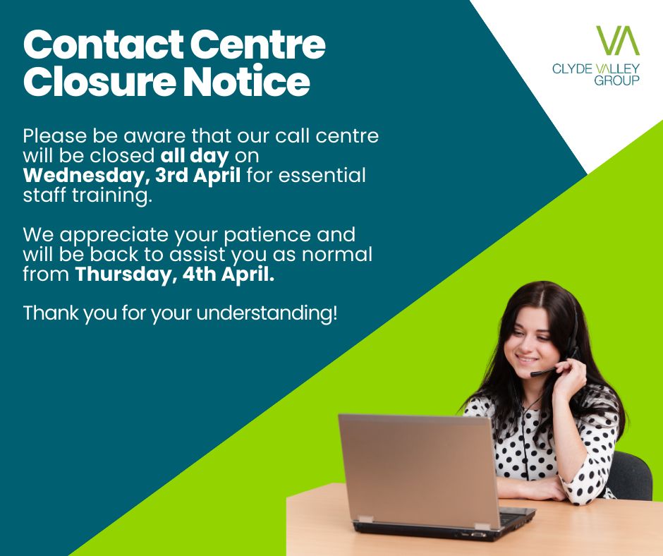 Please be aware that our call centre will be closed 𝗮𝗹𝗹 𝗱𝗮𝘆 𝘁𝗼𝗺𝗼𝗿𝗿𝗼𝘄, 𝗪𝗲𝗱𝗻𝗲𝘀𝗱𝗮𝘆 𝟯𝗿𝗱 𝗔𝗽𝗿𝗶𝗹 for 𝗲𝘀𝘀𝗲𝗻𝘁𝗶𝗮𝗹 staff training. 

We appreciate your patience and will be back to assist you as usual from Thursday, 4th April.