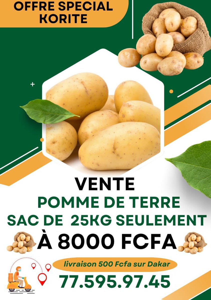aminamessi06's tweet photo. Un ami vend des sacs de pommes de terre. Partagez svp https://t.co/IOXLADNsAb