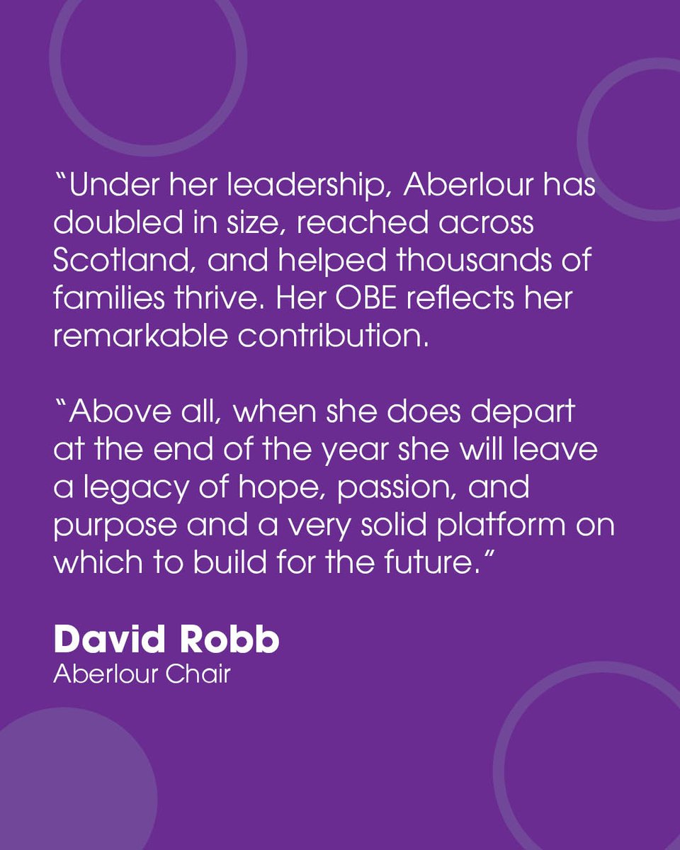 AberlourCCT's tweet image. 📢Announcement📢
Today our CEO, SallyAnn Kelly OBE, announces her retirement from Aberlour. Read a message from our Chair, David Robb. #ThankYou SallyAnn.