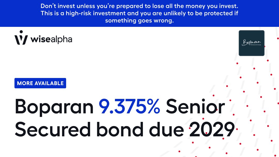 More Boparan added to the WiseAlpha market. 

Boparan reported 2Q25 results last week LFL revenue was up 8% YoY to £583m driven by higher volumes. LFL Adj EBITDA came in at £33m, slightly lower
YoY. Net leverage was 2.5x. Looking forward, management expects volumes to remain