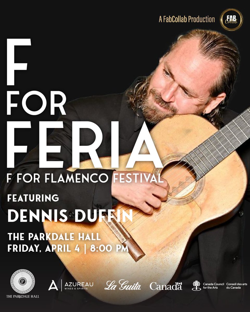 🌹F FOR FERIA - Fri, APRIL 4

🎟️ Tickets! fabcollab.ca/flamencofest

A performance in celebration of the cradle of flamenco, Sevilla. Featuring 4 Seville-based artists: 💃 Milena Tejada, 🎙️ Rosi “La Divi” Navarro, 🎸 Álvaro Mora, and 🎸 Dennis Duffin.

🎟️ FABCOLLAB10 for 10% off