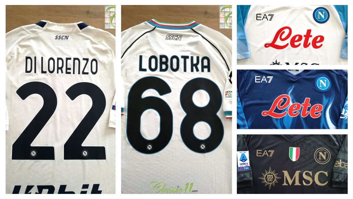 A selection of Napoli shirts that have hit the website today, including a limited edition jersey of only 2023 produced (celebrating the club's Serie A triumph in 2023).

classic11.com/collections/na…

#Classic11 #classicfootballshirts #Napoli