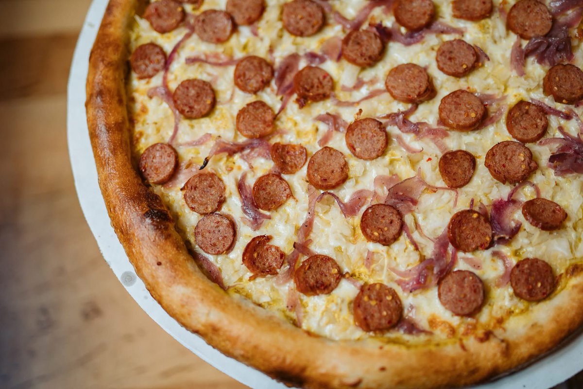 Ballpark is stepping up to the plate for ONE WEEK only! ⚾️🌭

Topped with horseradish mustard, mozzarella, sauerkraut, caramelized red onion, and spicy smoked sausage -- it’s the perfect way to kickoff baseball season. 

Order online at deweyspizza.com