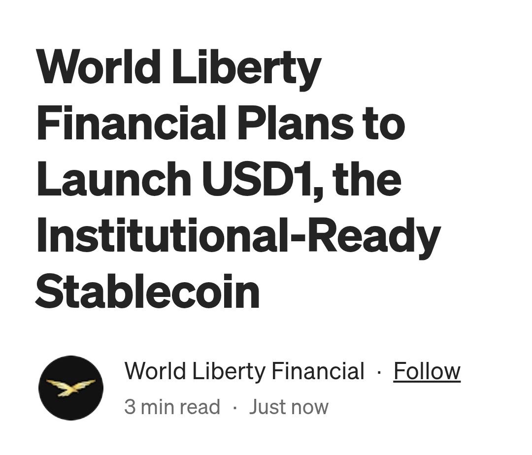 Big Breaking News 🚨 

Trump's World Liberty Financial to launch a dollar-backed stablecoin, "USD1" on #Ethereum and #BNBChain.