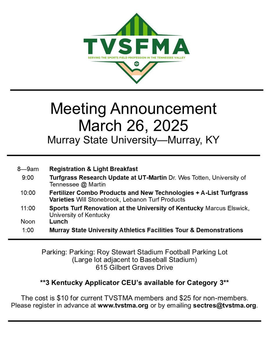 See y'all tomorrow!!!

Tennessee Valley STMA Chapter - Meeting/Event Information tvstma.org/meetinginfo.ph…