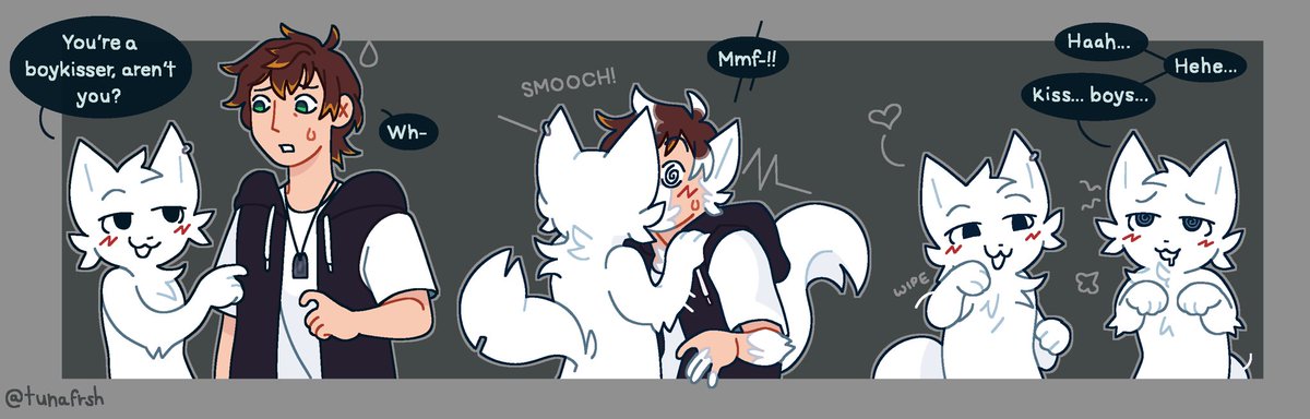 tunafrsh's tweet image. now it’s my turn to spread the boykisser tf to @SmallBeanRP’s oc Nikko &amp;gt;:3

#TFTuesday #transfur