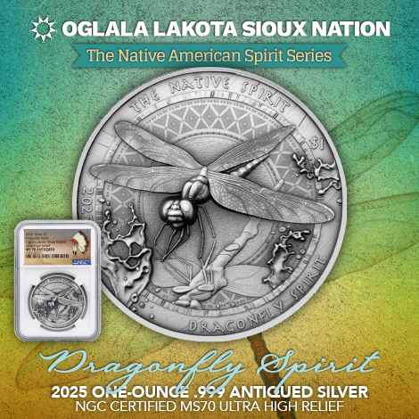 TheCoinVault's tweet photo. Get in the spirit! BRAND NEW 2025 Oglala Lakota Sioux Nation Native American Spirit Series Coin features the Dragonfly Spirit! Shop the link NOW to get this EXTREMELY LIMITED coin with a population of just 99! https://t.co/AA6JTKyysu #DragonflySpirit #SpiritSeries #TheCoinVault https://t.co/1wLlmaf0VR