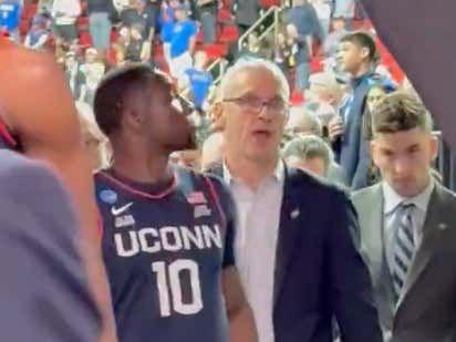 barstoolsports's tweet photo. UConn's SID Reportedly Threatened To 'Ruin The Reporter's Life' Who Tweeted Out The Video Of Dan Hurley Saying UConn Got Fucked By The Refs https://t.co/dF2e16bZaE https://t.co/0yyiJ9qPQa