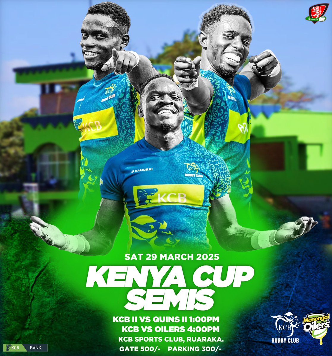 The biggest game in the biggest city in the country. The Kenya Cup Semifinal match against the slippery Menengai Oilers this Saturday at the Den. Do or Die game, winner progresses to the Final. 
Calling out the Lion Hearted Family to show up and cheer the Lions on. 
#RugbyKe