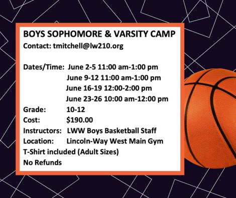 Sophomore and Varsity Summer Camp Information!
