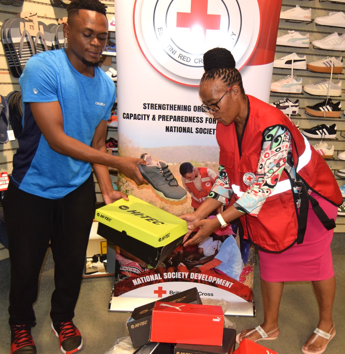 redcrosseswatin's tweet photo. Blessed is the hand that gives! Total Sports, Mbabane under the Foschini Group has donated clothes which consists of sneakers, and soccer balls worth E12,000.00 to @redcrosseswatin
Thank you #TotalSports #FoschiniGroup
#wearebaphalali
#KeepHumanityAlive https://t.co/F7hW7PyR9Q