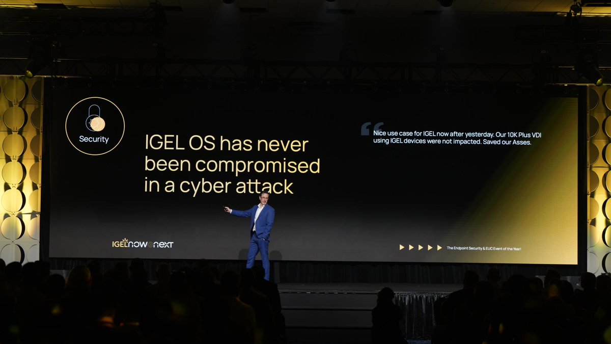 IGEL_Technology's tweet photo. Now on the #NowAndNext25 Stage with James Millington, Vice President, Industry Solutions at IGEL Technology.๐๐ป
#SimplyIGELIt #IGEL #EndpointSecurity #PreventativeSecurityModel #PSM https://t.co/DYDUu8EHRI