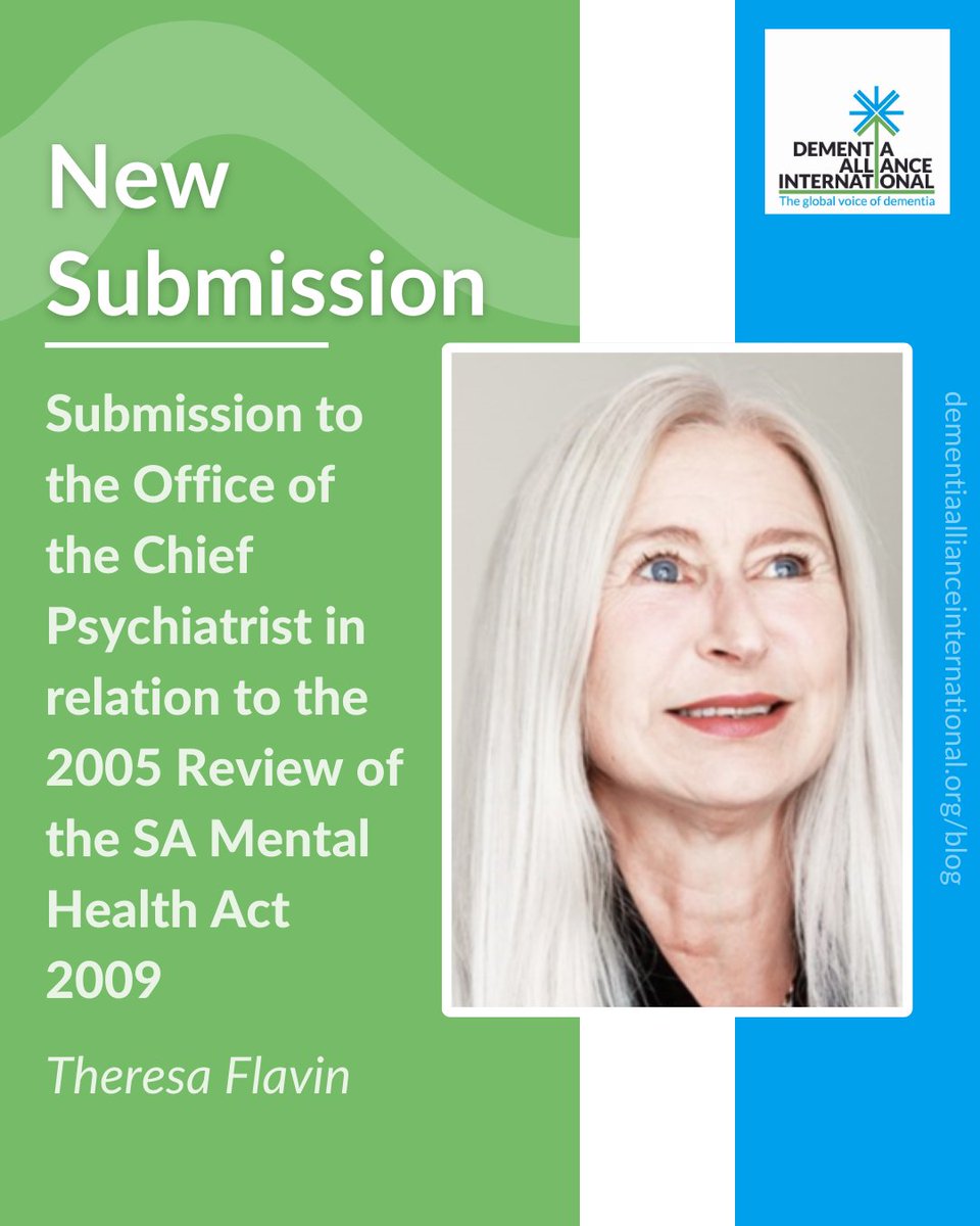 #DAI has shared a submission with the Office of the Chief Psychiatrist in Australia.
We are advocating for an approach that understands #dementia and the provision of compassionate #care and #support that meets our needs! 
Read more here: dementiaallianceinternational.org/blog/submissio…