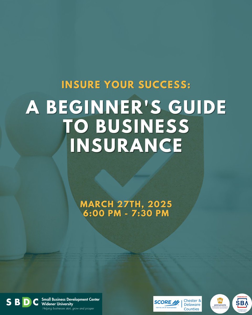 A Beginner's Guide to Insurance 🛡️

Navigate through the complexities of small business insurance! From the types of insurance to selecting the right coverage, you will be equipped with the knowledge to safeguard your business.

Register Here: pasbdc.ecenterdirect.com/events/32126