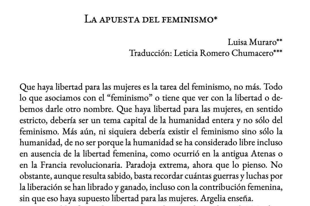 "'La apuesta del feminismo' y 'Las genealogías femeninas'", en 𝘈𝘯𝘥𝘢𝘮𝘪𝘰𝘴. 𝘙𝘦𝘷𝘪𝘴𝘵𝘢 𝘥𝘦 𝘐𝘯𝘷𝘦𝘴𝘵𝘪𝘨𝘢𝘤𝘪ó𝘯 𝘚𝘰𝘤𝘪𝘢𝘭 del Colegio de Humanidades y Ciencias Sociales de la #UACM, Vol. 20 Núm. 52 (mayo-agosto, 2023).

DOI: doi.org/10.29092/uacm.…