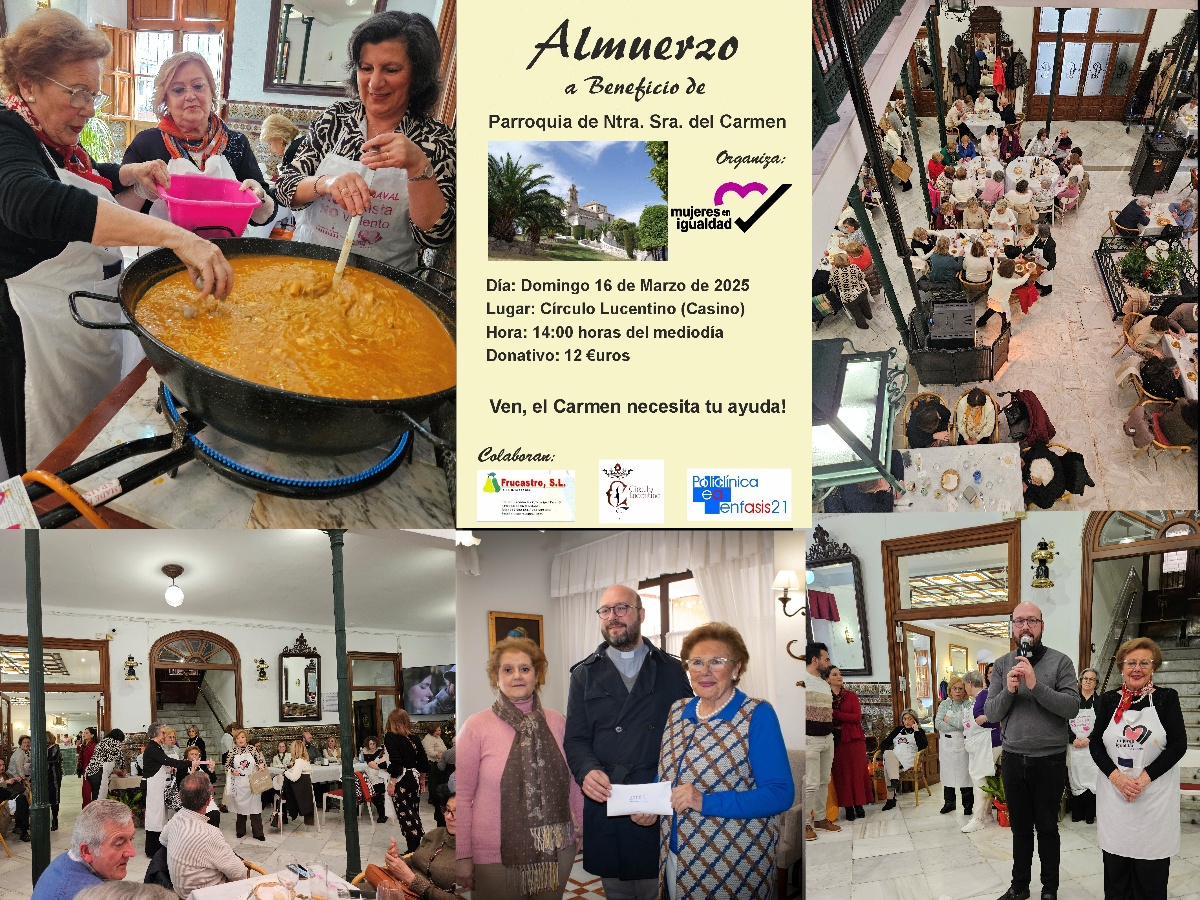 Mujeres en Igualdad de Lucena organizó el pasado 16 de marzo un almuerzo solidario en beneficio de la Parroquia Nuestra Señora del Carmen.

Muchas gracias a todos los que asistieron.

#Solidaridad
