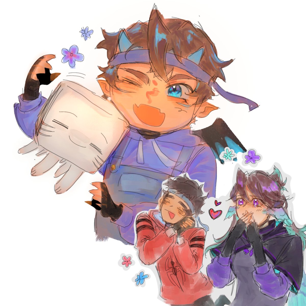 Yeah_v6's tweet photo. They are  marshmallows of whimsy and joy

#qsmpfanart #qsmpeggs #roierfanart #qroier #jaidenart #qjaiden #parrotduo #Ghastling #Minecraft #MinecraftArt https://t.co/TXUGTNeXq0