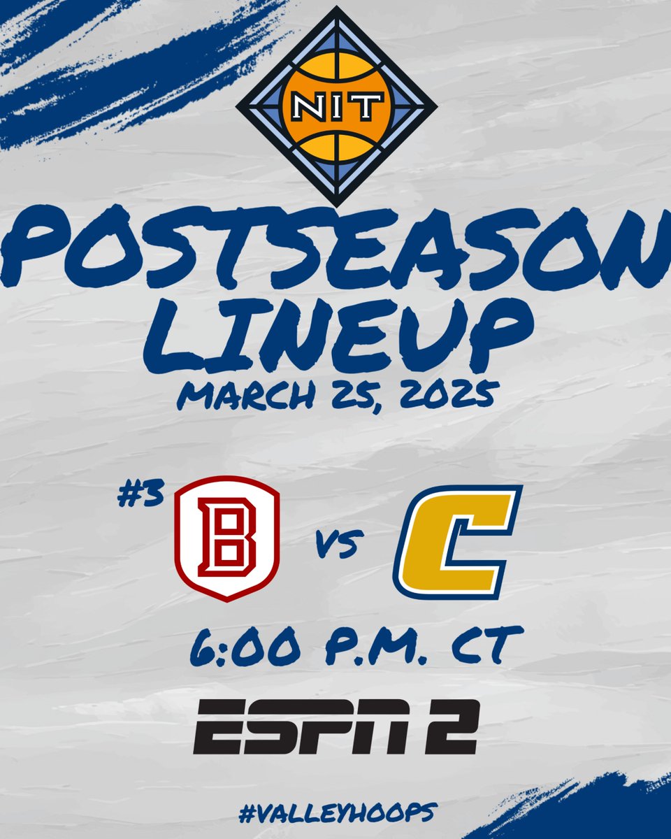 MVC Basketball (@valleyhoops) on Twitter photo NIT LINEUPβΌοΈ
<a href="/BradleyUMBB/">Bradley Basketball</a> hosts Chattanooga tonight at 6 p.m. CT, be sure to tune in on ESPN2βΌοΈ
#ValleyHoops NIT LINEUPβΌοΈ
<a href="/BradleyUMBB/">Bradley Basketball</a> hosts Chattanooga tonight at 6 p.m. CT, be sure to tune in on ESPN2βΌοΈ
#ValleyHoops