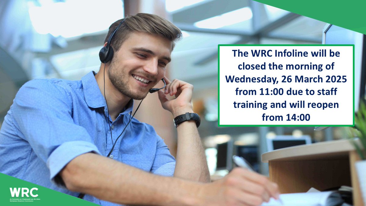 WRC Infoline closed

Due to staff training our Infoline will be closed on Wednesday, 26 March 2025 from 11:00

Lines will reopen at 14:00 

You can contact us through our website Enquiry Form➡️bit.ly/3RtrW0u 

Queries will be responded to from 14:00 Wednesday