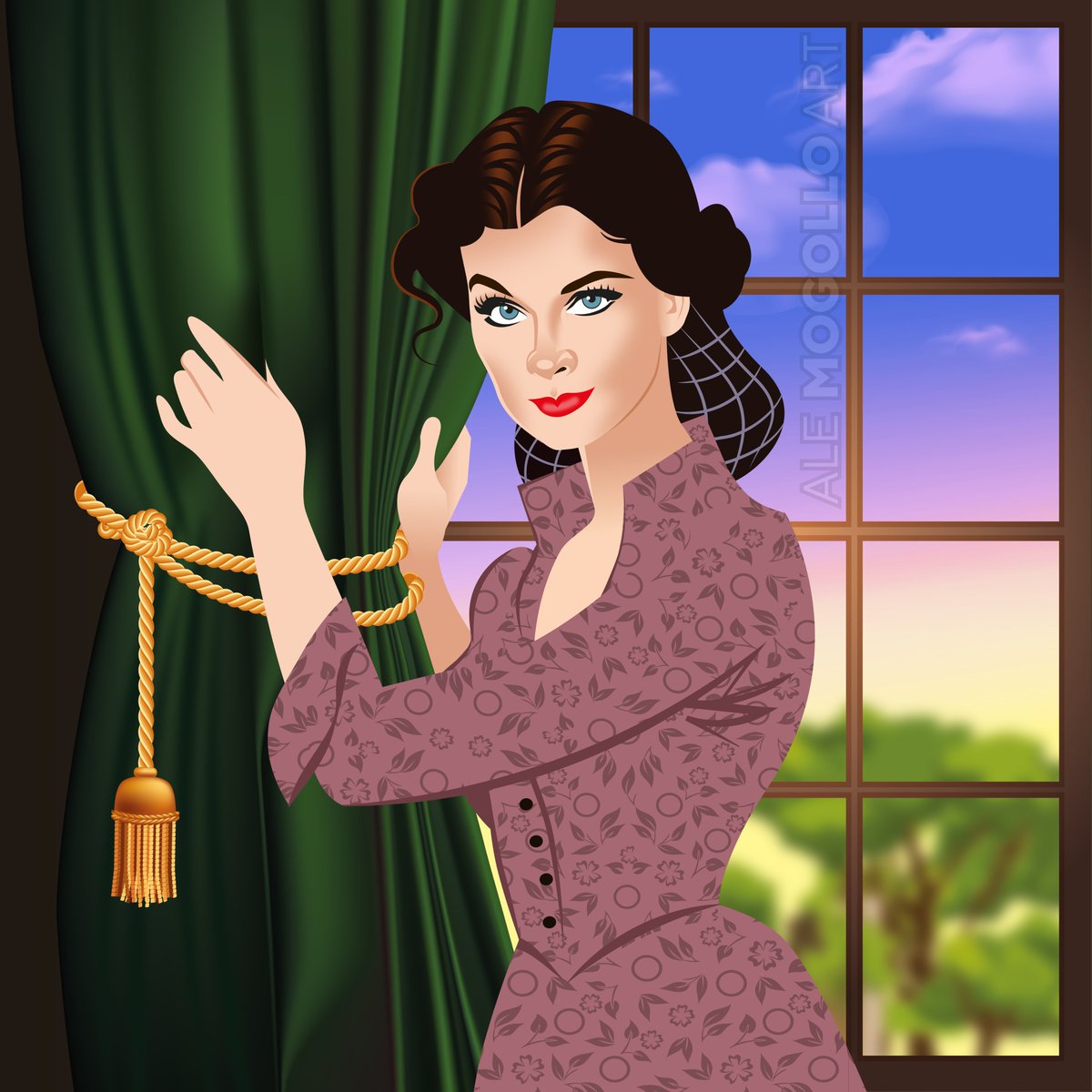 "They are my portieres now!"
I dedicate this new Scarlett O'Hara in #GWTW artwork to the amazing Greta, from @viviencollector Insta account, who is kindly hosting a display of my Vivien work in the Artists' Corner at the #VivienLeigh Fan Event in Atlanta this April. #TCMParty