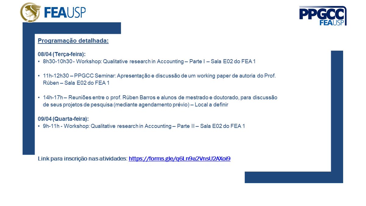 ppgccfea's tweet image. Link para inscrição nas atividades: forms.gle/q6Ln9a2VnsU2AX…