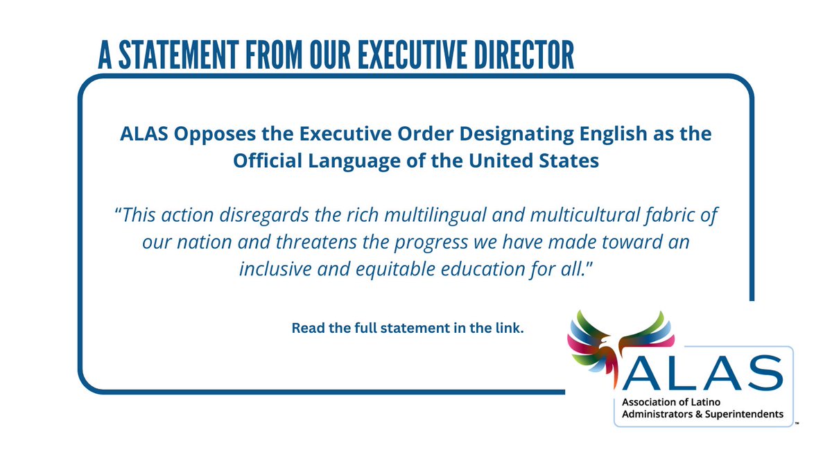 ALAS opposes the Executive Order designating English as the official language of the United States. 
Read our position statement: bit.ly/4l16tIJ