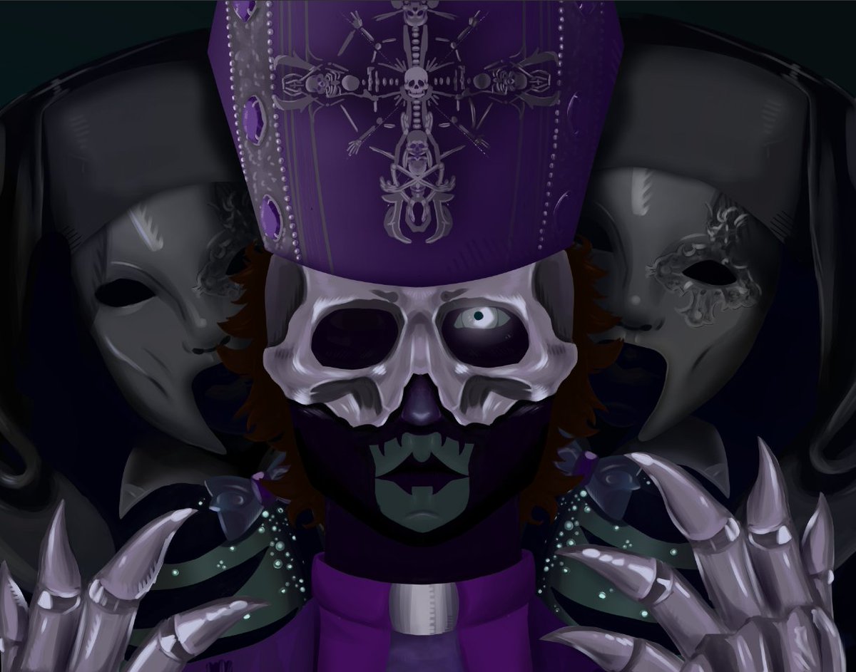 giant_fluffy's tweet image. I am so unbelievably happy to have this large 16 hour project done. My love for #Ghost @thebandGHOST has become an unholy obsession (in a good way)