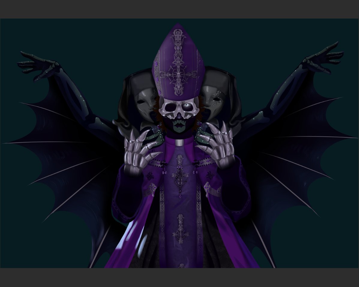 giant_fluffy's tweet image. I am so unbelievably happy to have this large 16 hour project done. My love for #Ghost @thebandGHOST has become an unholy obsession (in a good way)