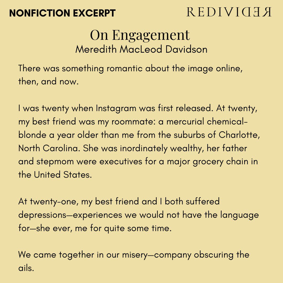 Here is our nonfiction excerpt “On Engagement.” By Meredith Macleod Davidson. #WritingCommmunity