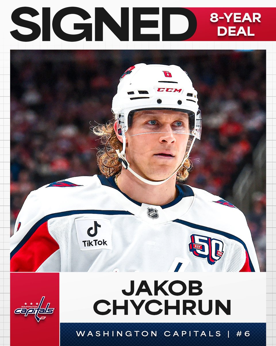 Signed, sealed, and delivered. ✍️

The <a href="/Capitals/">Washington Capitals</a> have inked Jakob Chychrun to an eight-year contract extension!