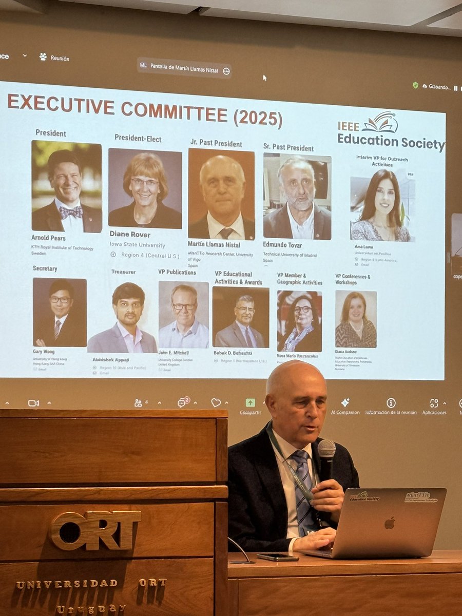 marceguerra's tweet image. Day 2 - @IEEEorg @IEEE_EduSoc #EDUNINE2025 at @ingenieria_ORT. Learned more about the IEEE from @LlamasNist44520 (@uvigo); the future of education from @FellowMilos (@VCU); and integrating AI in education from @Arnold_Pears (@KTHuniversity)