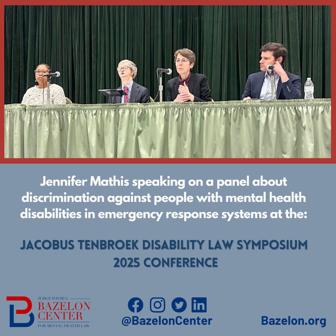Jennifer Mathis speaking at the Jacobus tenBroek Disability Law Symposium 2025 Conference on discrimination in emergency response systems.