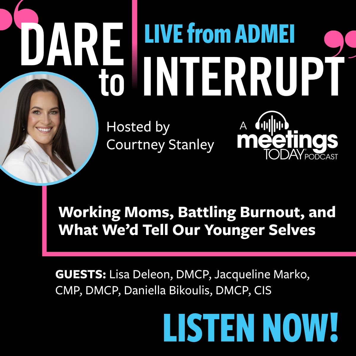 Courtney Stanley hosts a special new episode of Dare to Interrupt recorded live at <a href="/ADMEIntl/">ADMEI - Assoc. of Destination Mgmt Executives Intl</a>'s annual conference, where she had the opportunity to hear from a panel of leading DMC women on navigating burnout, being a working parent and more.

Listen now: 

meetingstoday.com/podcasts/14511…