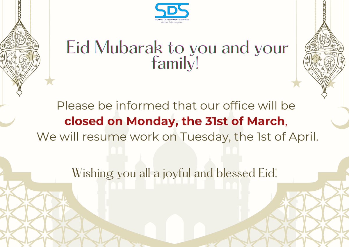 Office closure notice for Eid  #SDS