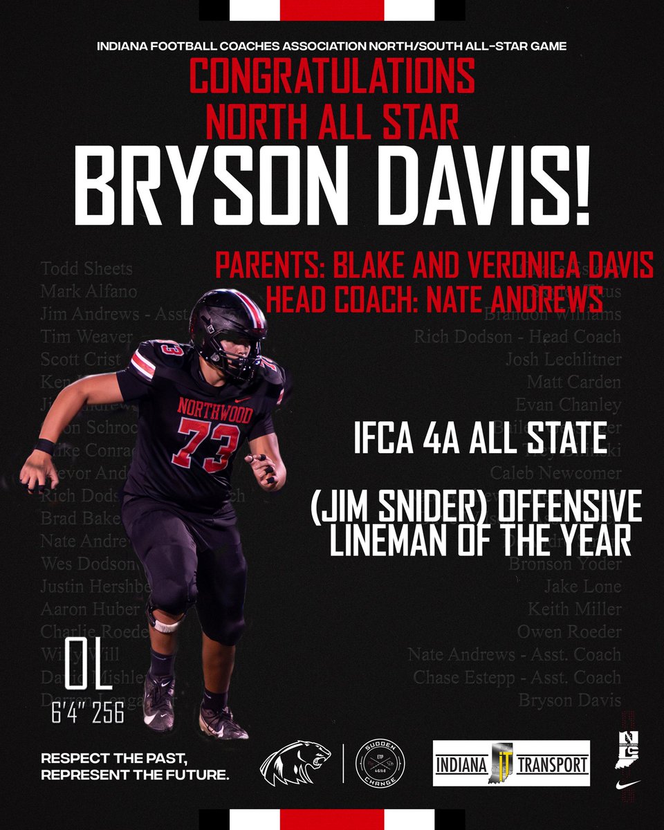 Another All-Star <a href="/IFCARegion2/">IFCA Region 2 🏈</a> <a href="/INFBCoaches/">IFCA</a> Excited for this young man!  <a href="/BrysonD0773/">Bryson Davis</a>