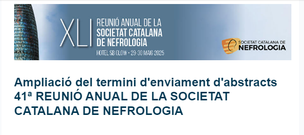 📢Ampliem el termini‼️

📅 Encara ets a temps! Envia el teu abstract per la 41a Reunió Anual de la Societat Catalana de Nefrologia abans 
del 7 d’abril de 2025.
No deixis passar l’oportunitat!
📌 Bases: linke.to/qLuvg

#SCNF25 #ReunioAnualNefrologia #Nefrologia