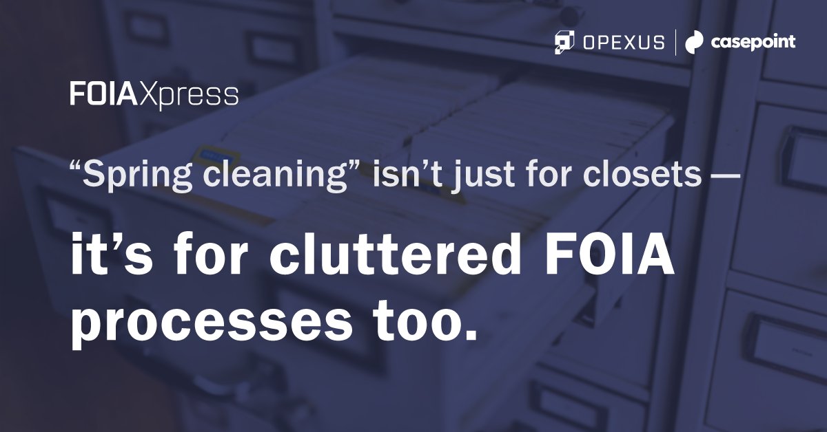 OPEXUS (@opexustech) on Twitter photo Buried in FOIA backlogs? FOIAXpress declutters your workflow: automating requests, tracking deadlines & keeping everything organized.
Because some messes can’t be fixed by airing out the office. 
Time to clean up? Let’s chat. 
#SpringCleaning #FOIAXpress #GovTech Buried in FOIA backlogs? FOIAXpress declutters your workflow: automating requests, tracking deadlines & keeping everything organized.
Because some messes can’t be fixed by airing out the office. 
Time to clean up? Let’s chat. 
#SpringCleaning #FOIAXpress #GovTech