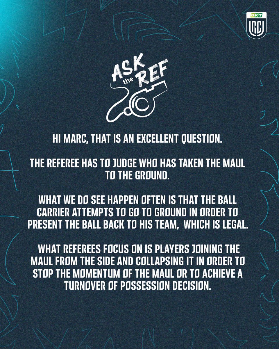 URCOfficial's tweet photo. Question 2 from Marc

#BKTURC #URC | #AskTheRef https://t.co/6zUFWXOZQQ