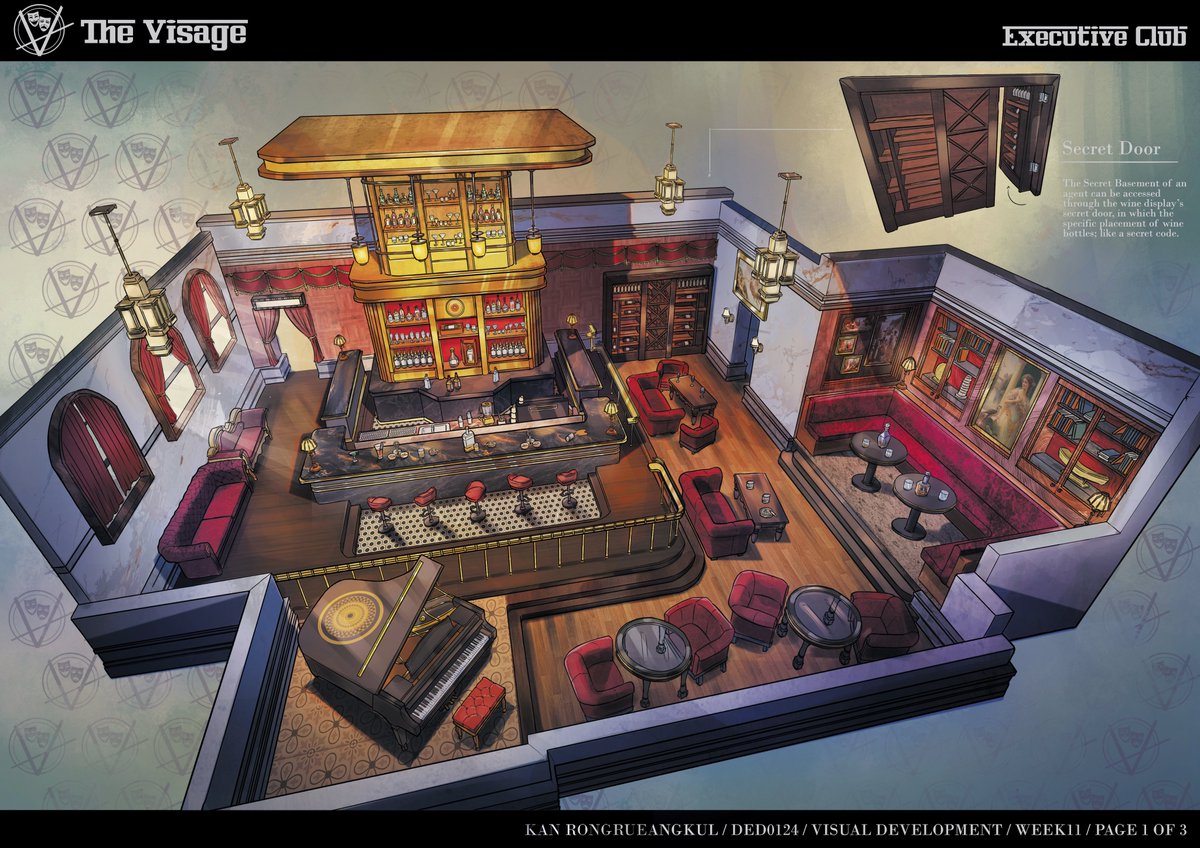 ArtofSilentBird's tweet image. [Part 1] The Visage

Executive club and secret basement design.

#conceptart #conceptdesigner #conceptartist #characterdesign #conceptdesign #characterart #thevisage #environmentconceptart #EnvironmentDesign #cutaway #assassin #spy #agent