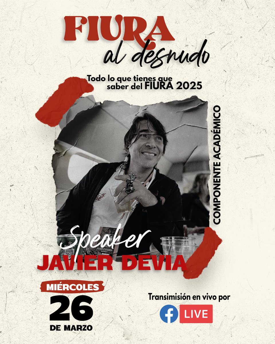 🎸🔥 ¡FIURA 2025 al desnudo! 🔥🎸  

Descubre todos los detalles del festival en una conferencia imperdible con Javier Devia.  

📅 Mié. 26 de marzo | ⏰ 8:00 p.m.  
📍 Live en Facebook 👉 <a href="/unirock/">Unirock</a>.alternativo  

¡No te lo pierdas! 🚀🔥 #FIURA2025 #FiuraAlDesnudo
