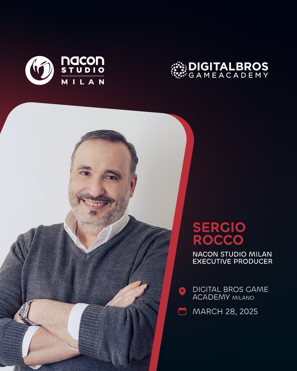 NaconMilan's tweet photo. Tomorrow, Sergio Rocco, Executive Producer at Nacon Studio Milan, will present his talk "AI: un nuovo alleato nello sviluppo di videogiochi" at #DBGA.
Starting from Sergio's personal research, the talk will explore how generative AI can be implemented in game development. https://t.co/aHjFrNtSIA