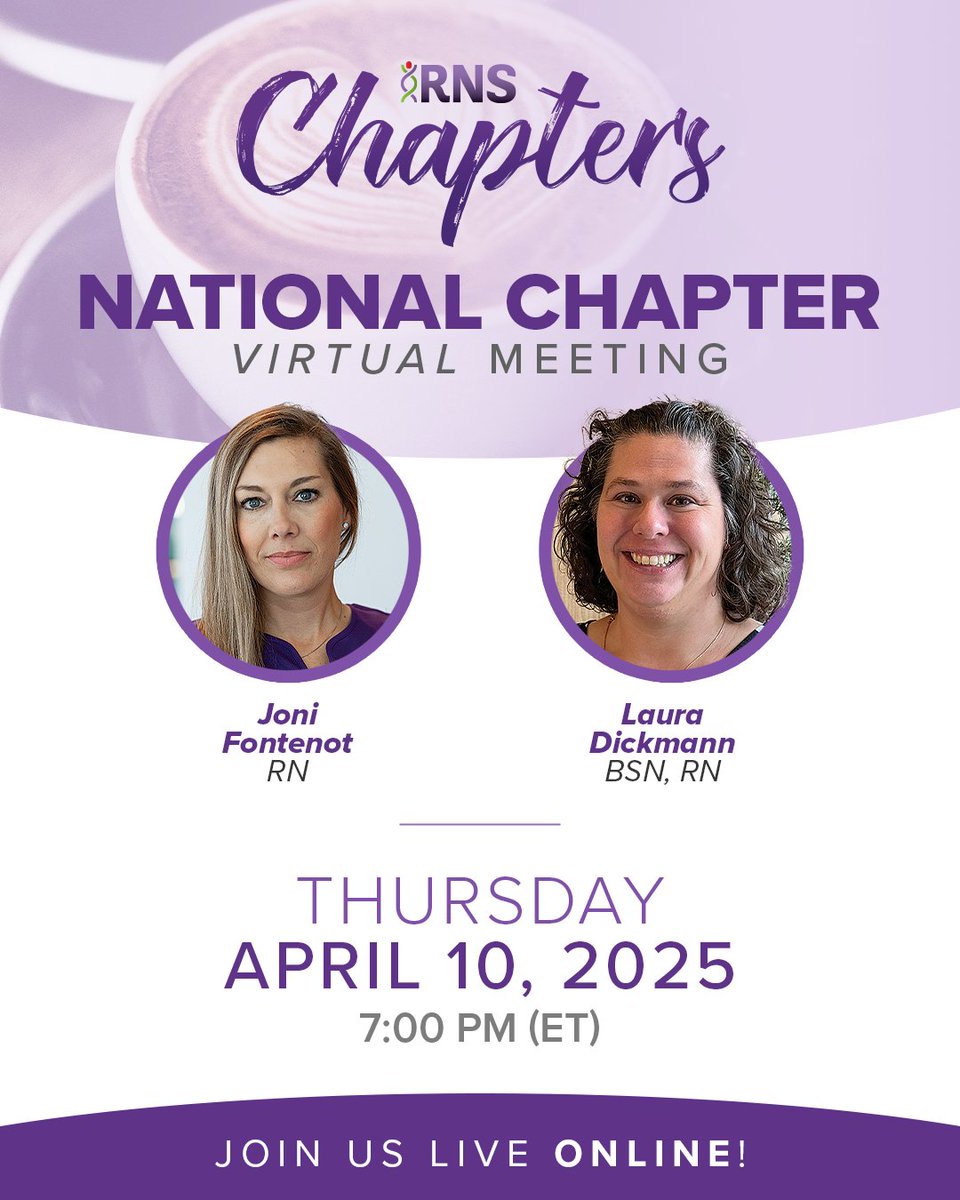 There’s still time to save your spot for the RNS National Virtual Chapter Meeting!
📅 Thursday, April 10th at 7:00 PM (ET)

Let’s come together for an evening of connection, collaboration, and conversation with fellow rheumatology nurses and providers.

🌟 Topic Spotlight: