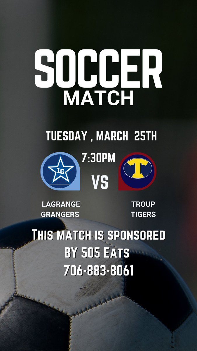 Troup LaGrange- not much else needs to be said. State Playoffs implications on the line. 5:30/7:30
Thanks to our sponsor at 505 Eats. Just like tonight you can always count on it being GOOD!