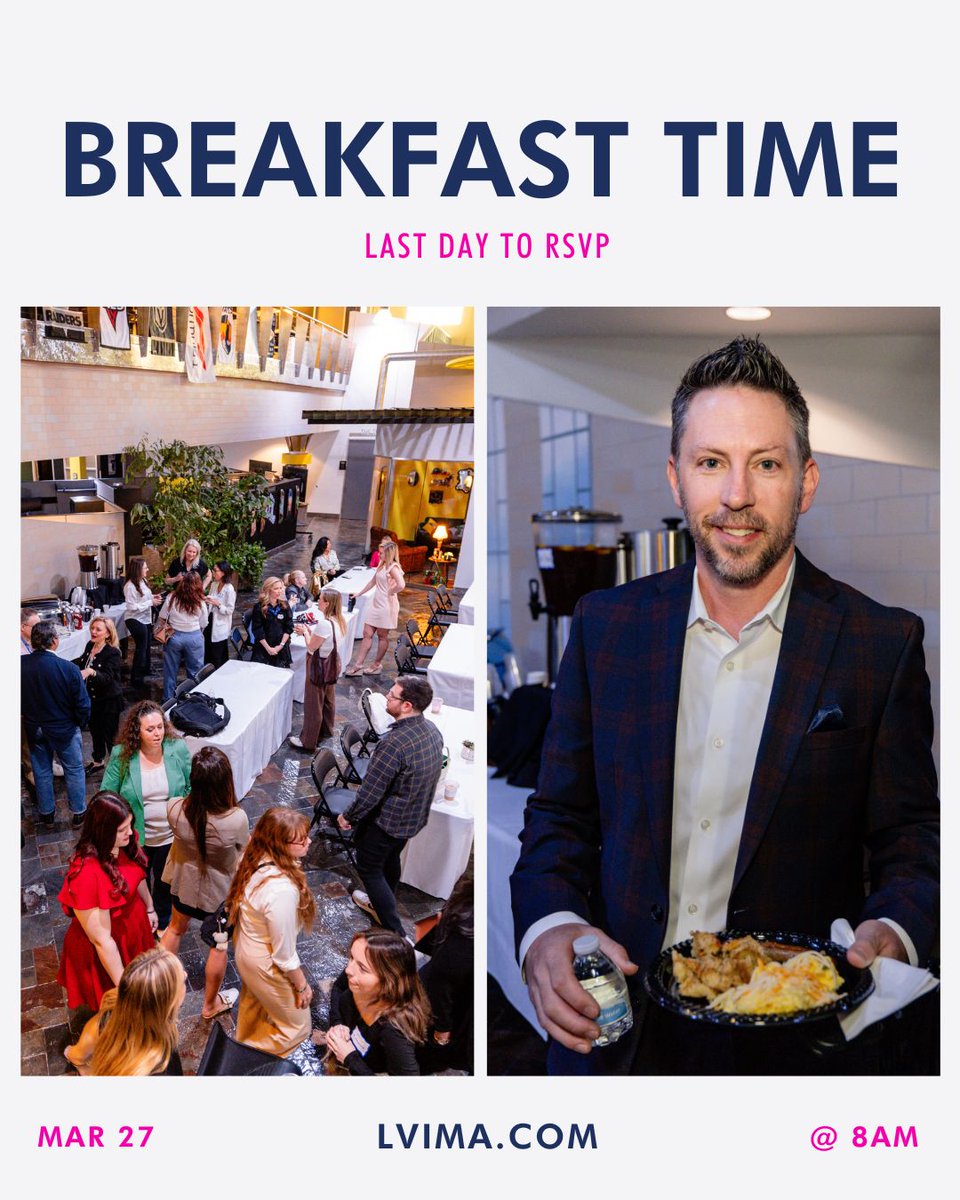 ⏳Last call! Today's the last day to RSVP for our Food for Thought event on Thursday! Don't miss out on great insights from our panel, networking, and breakfast - grab your spot now at LVIMA.com! 📲

#Breakfast #Marketing #Marketer #LasVegas