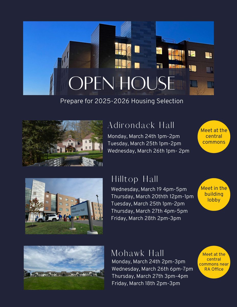 Are you thinking about where you’ll live next year? 🏠 Come check out your options during our 2025-2026 Room Selection Open Houses! 🎉